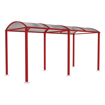 Procity Voute Bike Shelter (5000mm / No Cladding / Galvanised & Powder Coated Maroon RAL 3004)