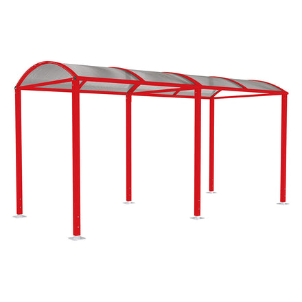 Procity Voute Bike Shelter (5000mm / No Cladding / Galvanised & Powder Coated Traffic Red RAL 3020)