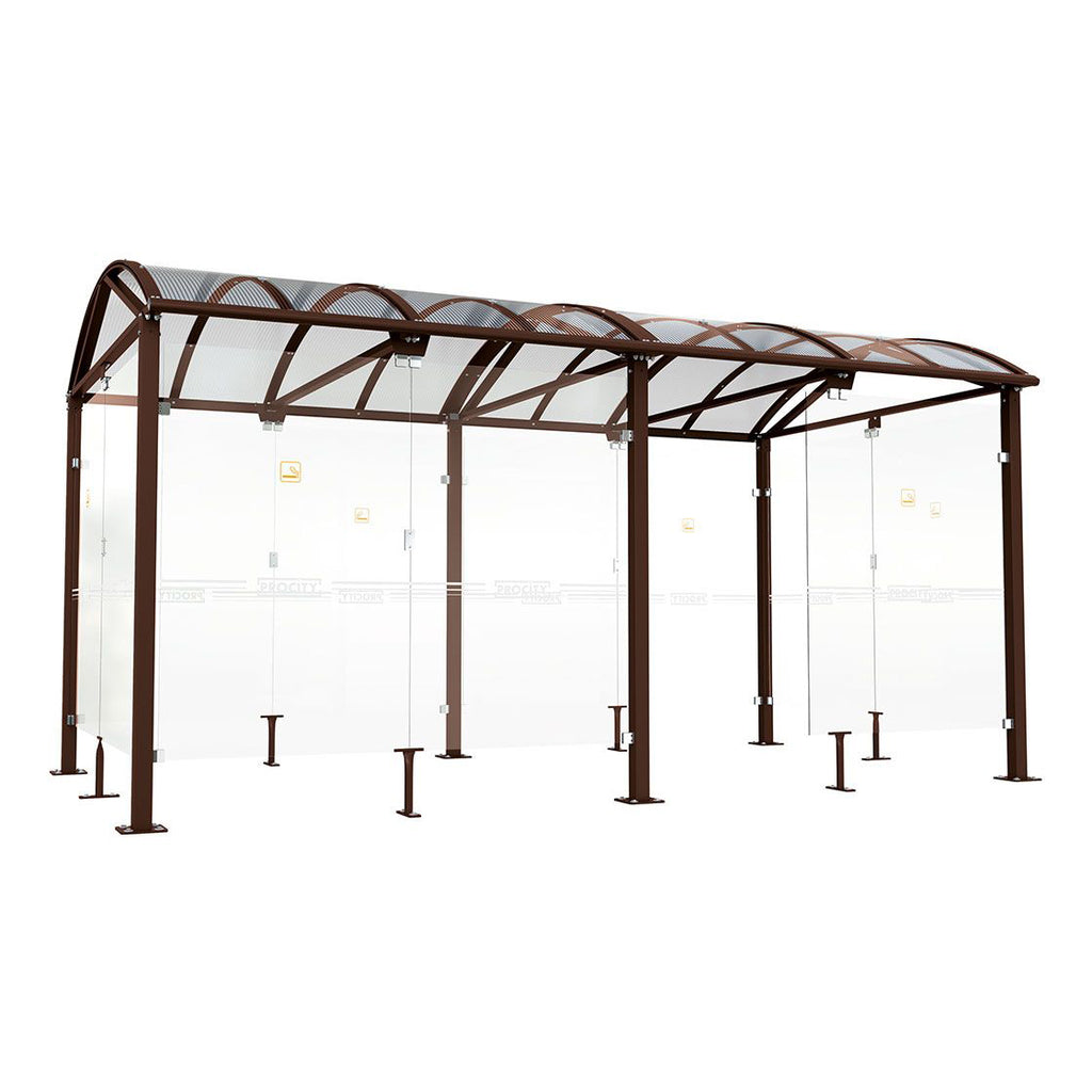 Procity Voute Large Smoking Shelter (5000mm / Galvanised & Powder Coated Chocolate Brown RAL 8017)