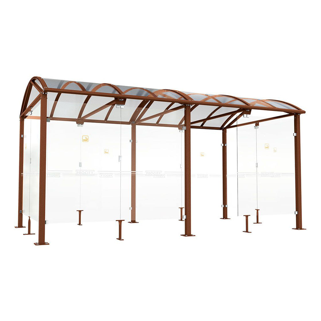 Procity Voute Large Smoking Shelter (5000mm / Galvanised & Powder Coated Corten Effect)