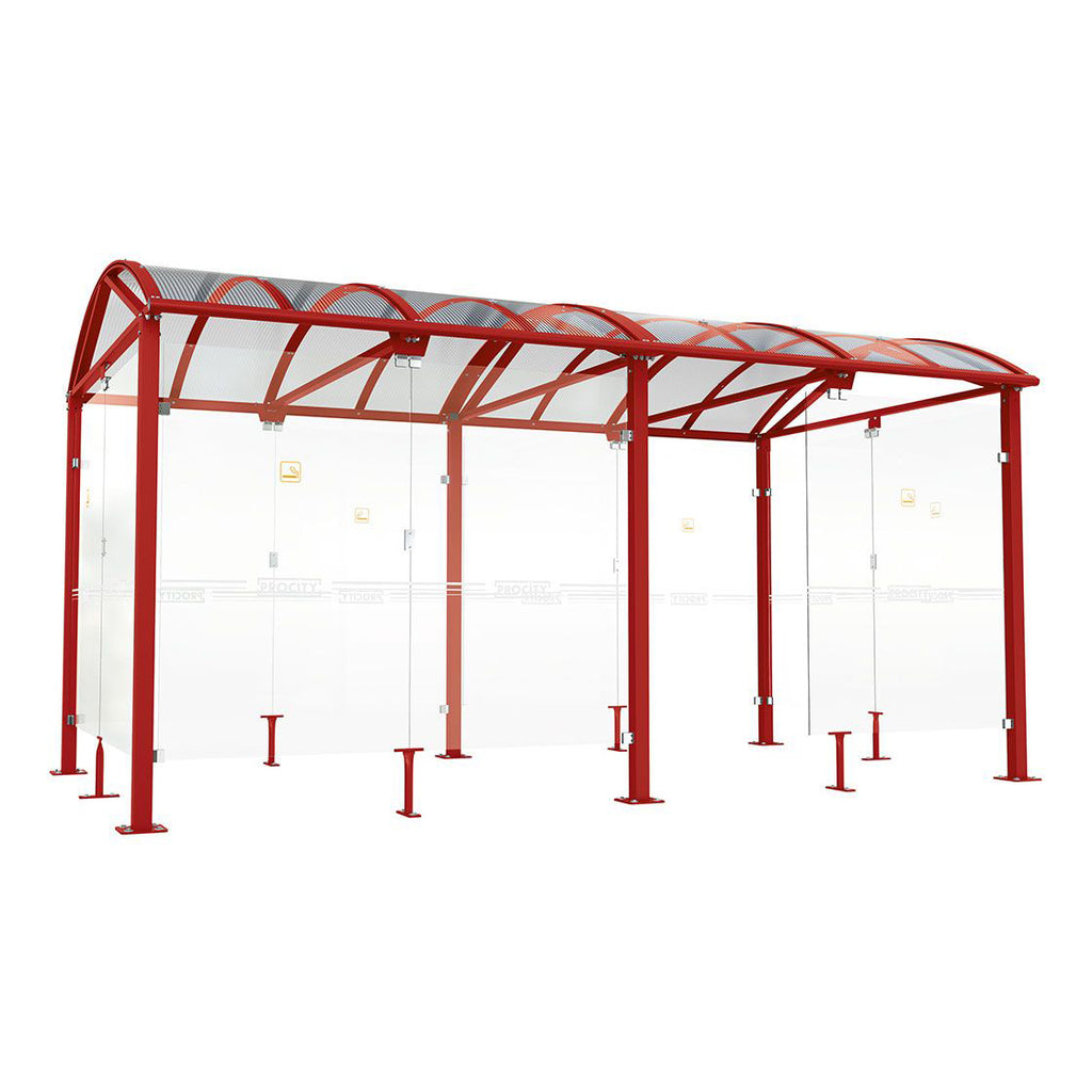 Procity Voute Large Smoking Shelter (5000mm / Galvanised & Powder Coated Maroon RAL 3004)