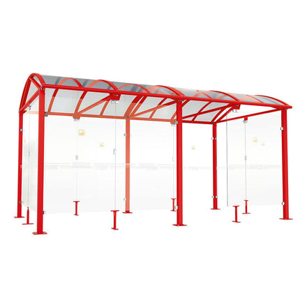 Procity Voute Large Smoking Shelter (5000mm / Galvanised & Powder Coated Traffic Red RAL 3020)