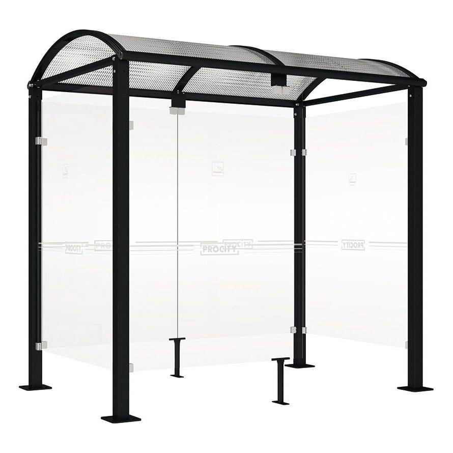 Procity Voute Medium Smoking Shelter (2500mm / Galvanised & Powder Coated Jet Black RAL 9005)