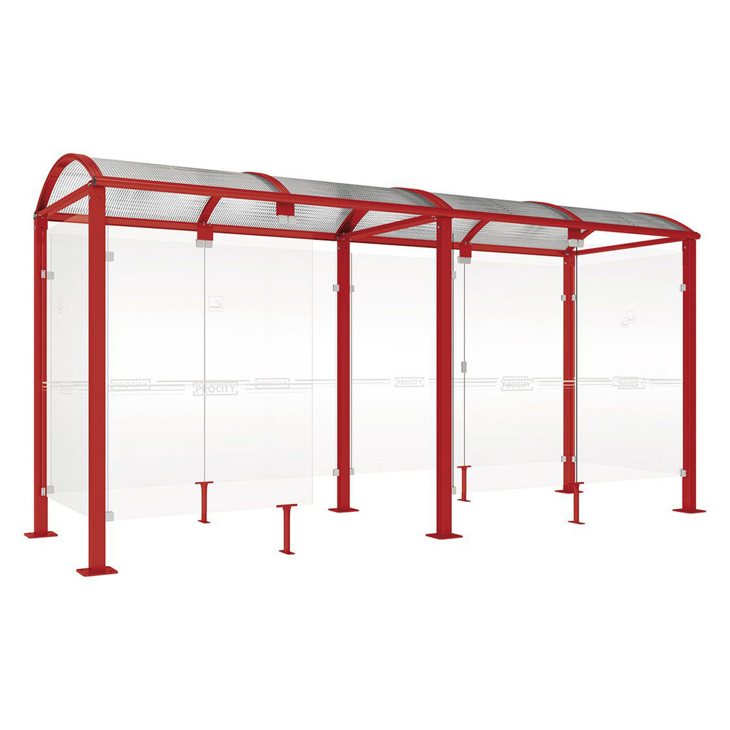 Procity Voute Medium Smoking Shelter (5000mm / Galvanised & Powder Coated Maroon RAL 3004)