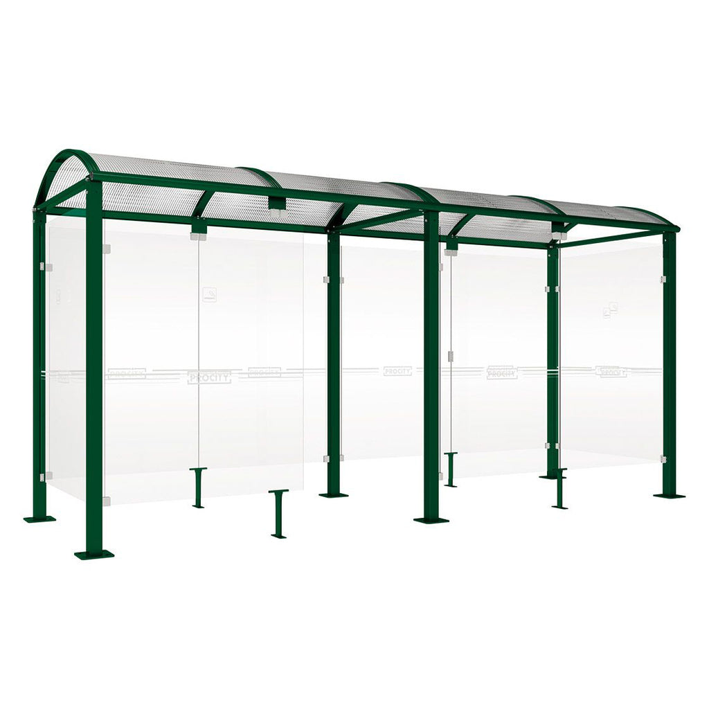 Procity Voute Medium Smoking Shelter (5000mm / Galvanised & Powder Coated Moss Green RAL 6005)