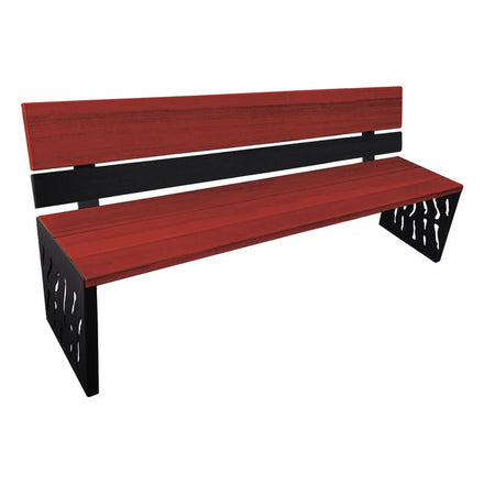 Procity Venice Seat Bench 1.8m (Steel & Wood Backed / Mahogany Stained Hardwood Slats / Jet Black RAL 9005)