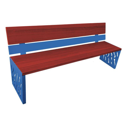 Procity Venice Seat Bench 1.8m (Steel & Wood Backed / Mahogany Stained Hardwood Slats / Gentian Blue RAL 5010)