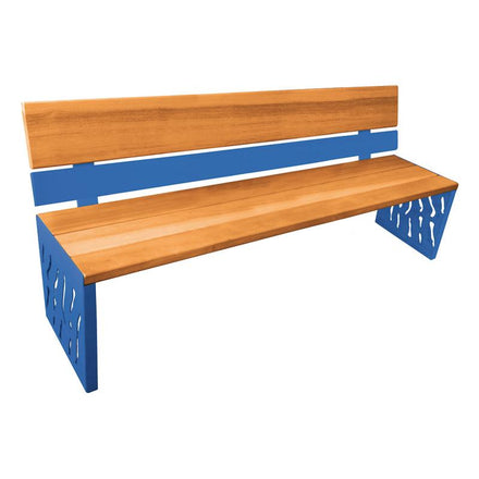 Procity Venice Seat Bench 1.8m (Steel & Wood Backed / Light Oak Stained Hardwood Slats / Gentian Blue RAL 5010)