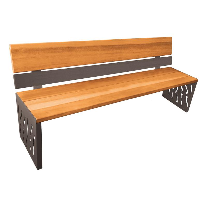 Procity Venice Seat Bench 1.8m (Steel & Wood Backed / Light Oak Stained Hardwood Slats / Procity Grey)