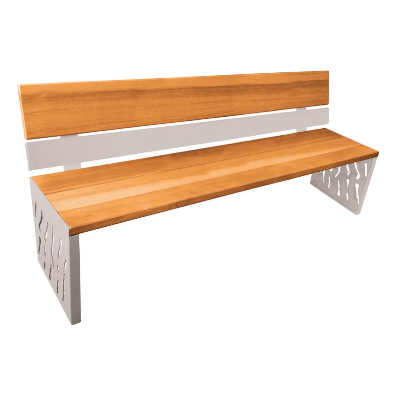 Procity Venice Seat Bench 1.8m (Steel & Wood Backed / Light Oak Stained Hardwood Slats / Silk Grey RAL 7044)