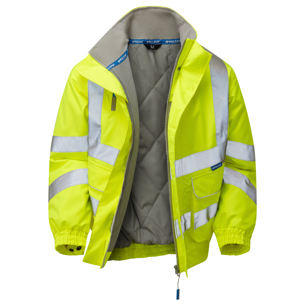 Pulsar Protect Hi Vis Yellow Waterproof Padded Bomber Jacket P191