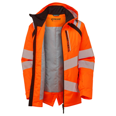 Pulsar Life Mens Rail Spec Hi Vis Orange Waterproof Insulated Parka Jacket LFE919