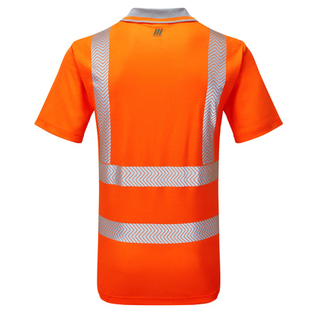 Pulsar Life Mens Rail Spec Hi Vis Orange Short Sleeved Polo Shirt LFE901