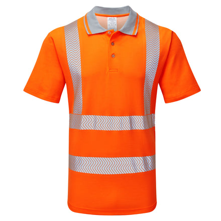 Pulsar Life Mens Rail Spec Hi Vis Orange Short Sleeved Polo Shirt LFE901