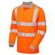 Pulsar Life Mens Rail Spec Hi Vis Orange Long Sleeved Polo Shirt LFE904