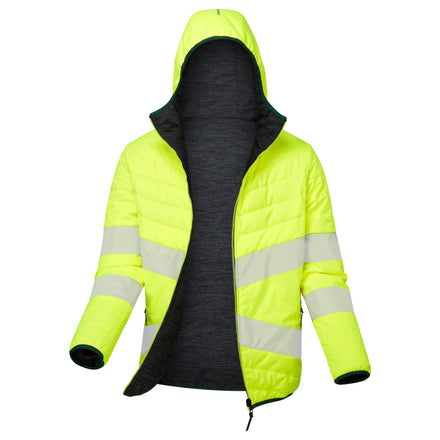 Pulsar Life Mens Hi Vis Yellow Reversible Puffer Jacket LFE912