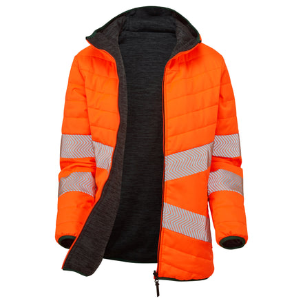 Pulsar Life Mens Rail Spec Hi Vis Orange Reversible Puffer Jacket LFE913