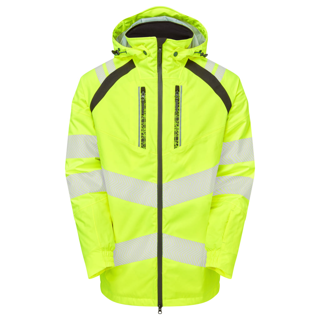 Pulsar Life Mens Hi Vis Yellow Waterproof Insulated Parka Jacket LFE918