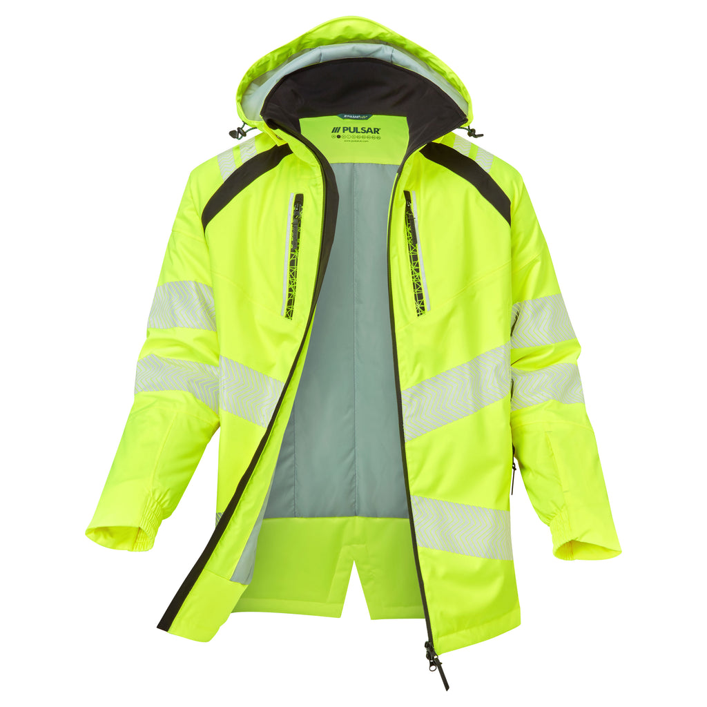 Pulsar Life Mens Hi Vis Yellow Waterproof Insulated Parka Jacket LFE918