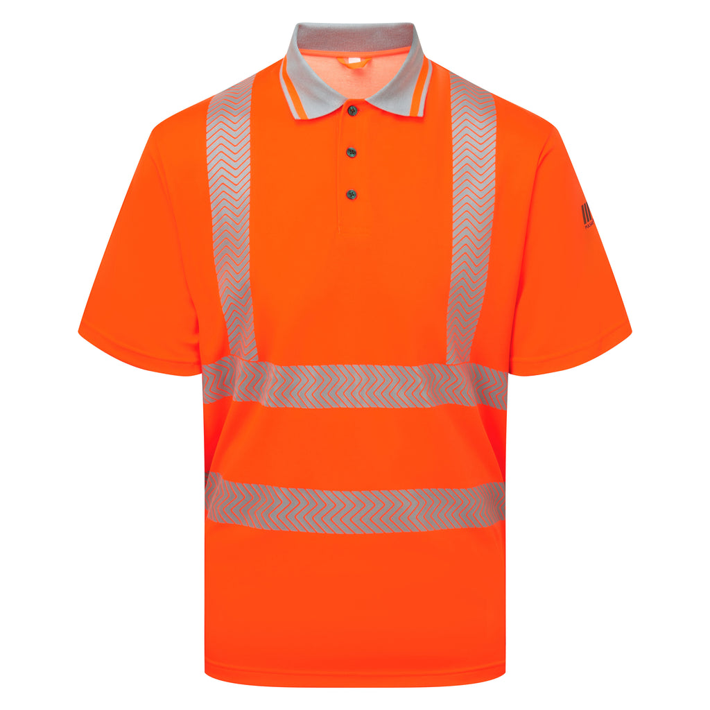 Pulsar Life Mens Rail Spec Hi Vis Orange Short Sleeved Polo Shirt LFE924-NB