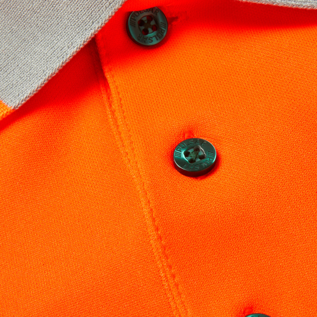 Pulsar Life Mens Rail Spec Hi Vis Orange Long Sleeved Polo Shirt LFE926-NB
