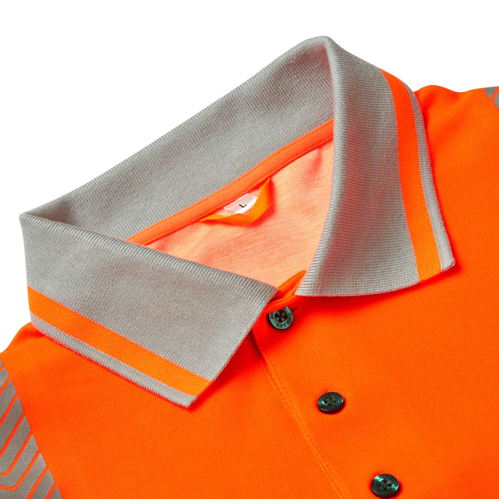 Pulsar Life Mens Rail Spec Hi Vis Orange Long Sleeved Polo Shirt LFE926-NB