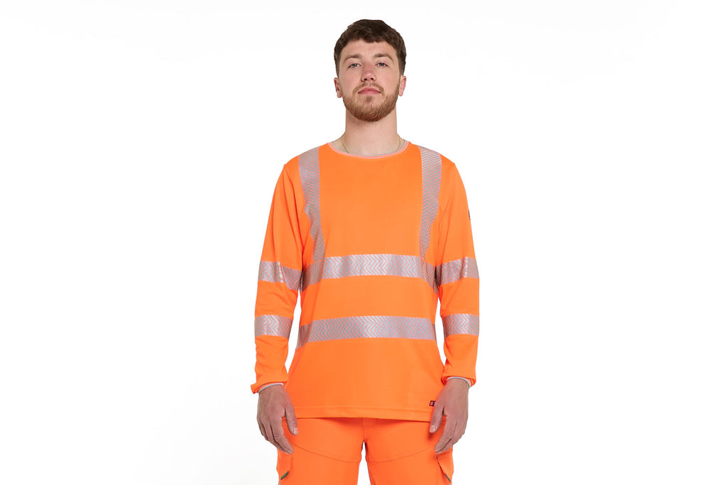 Pulsar Life Men's Hi-Vis Orange T-Shirt Long-Sleeved LFE936
