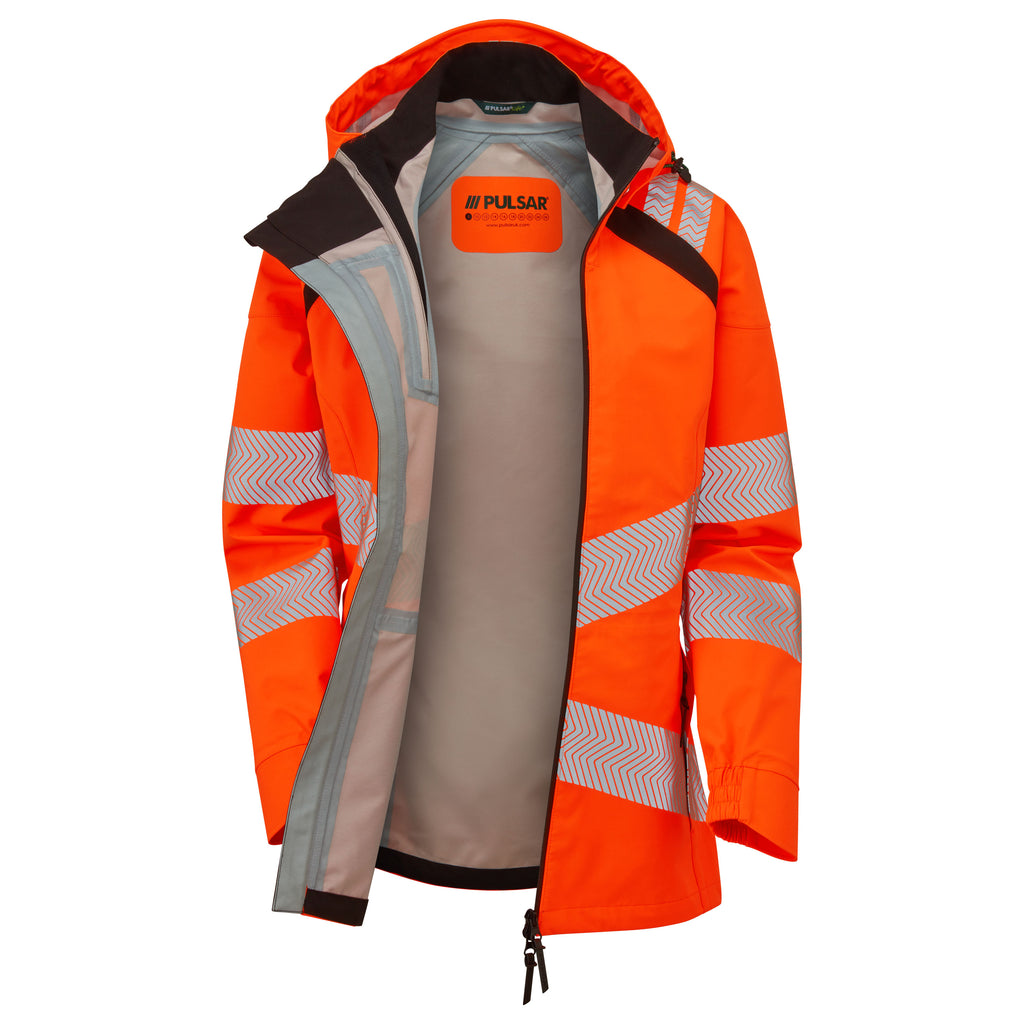 Pulsar Life Mens Rail Spec Hi Vis Orange Waterproof Shell Jacket LFE910