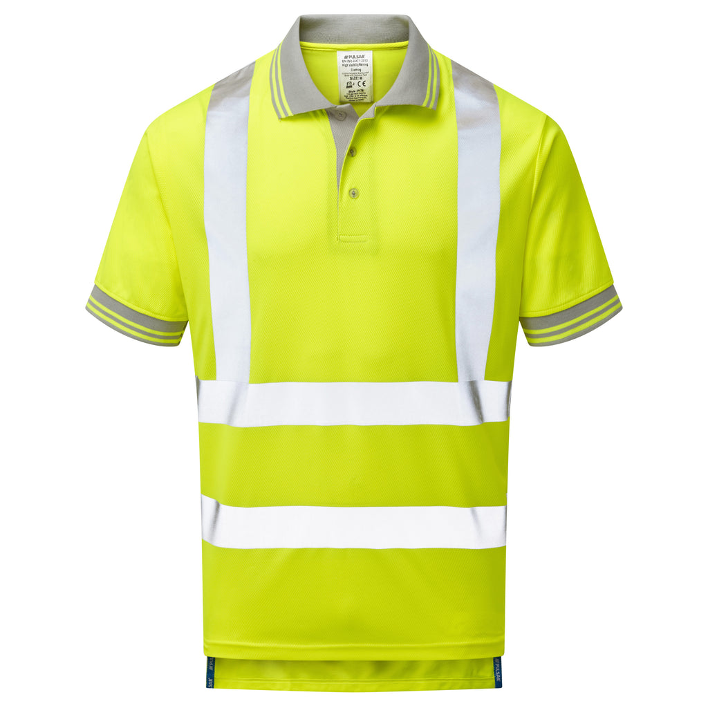 Pulsar Protect Hi Vis Yellow Short Sleeved Polo Shirt P175