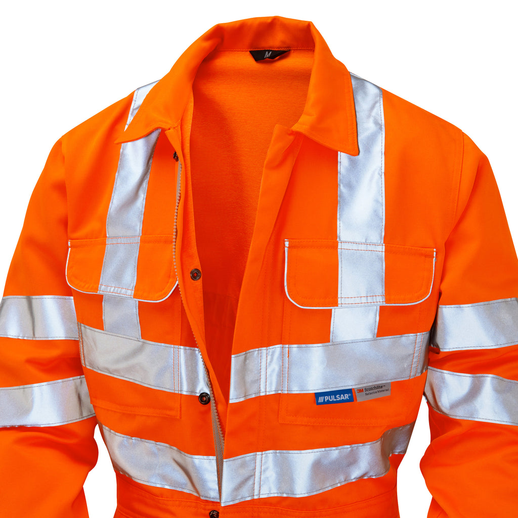 Pulsar Protect Hi Vis Combat Orange Rail Spec Coverall PR339