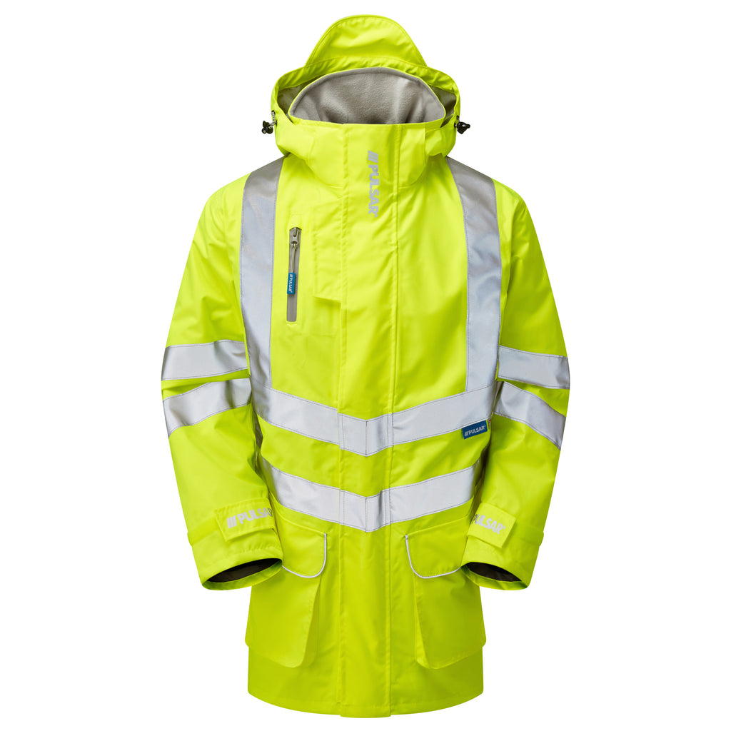 Pulsar Protect Hi Vis Yellow Mesh Lined Storm Coat P421