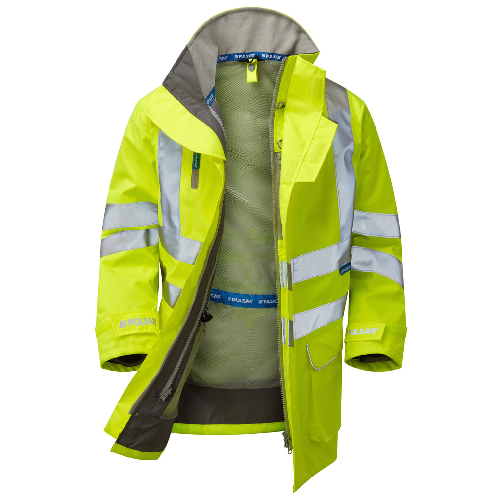 Pulsar Protect Hi Vis Yellow Mesh Lined Storm Coat P421