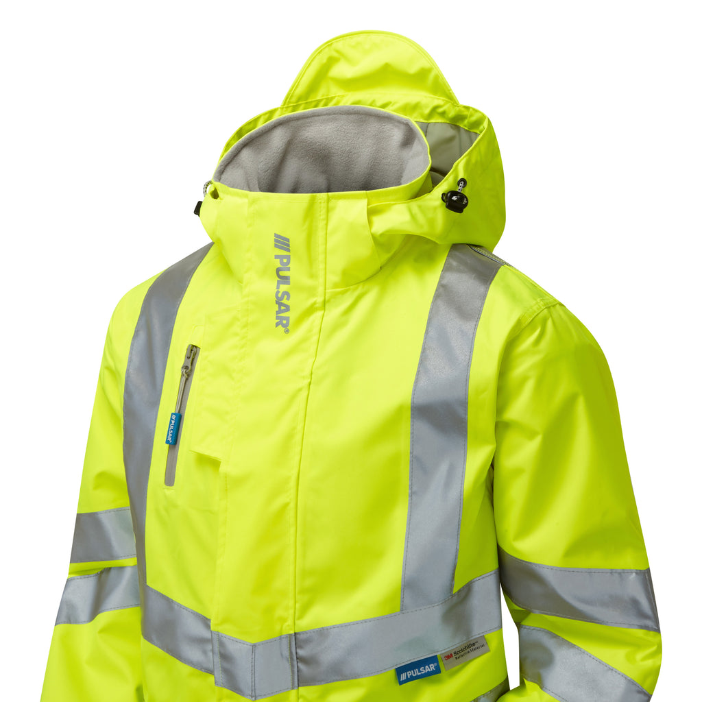 Pulsar Protect Hi Vis Yellow Mesh Lined Storm Coat P421