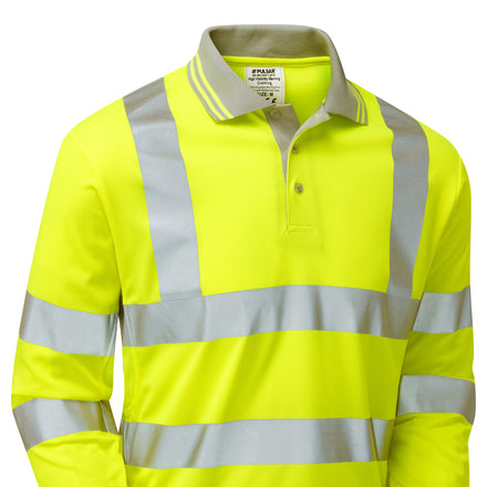 Pulsar Protect Hi Vis Yellow Long Sleeved Polo Shirt P458