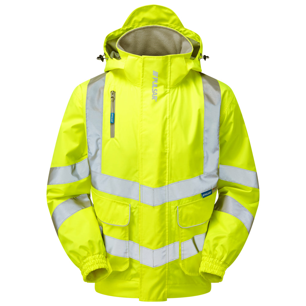 Pulsar Protect Hi Vis Yellow Mesh Lined Bomber Jacket P533