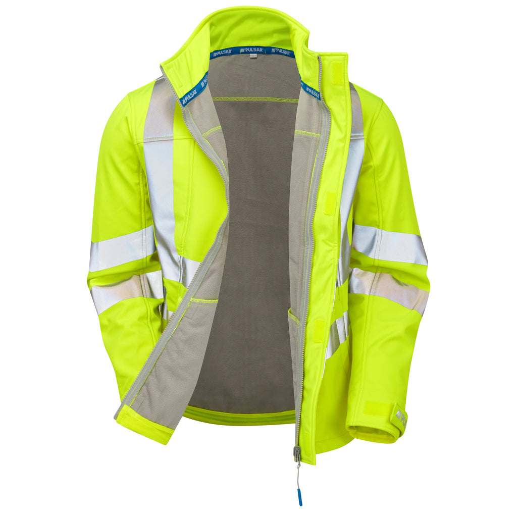 Pulsar Protect Mens Hi Vis Yellow Softshell Jacket P534