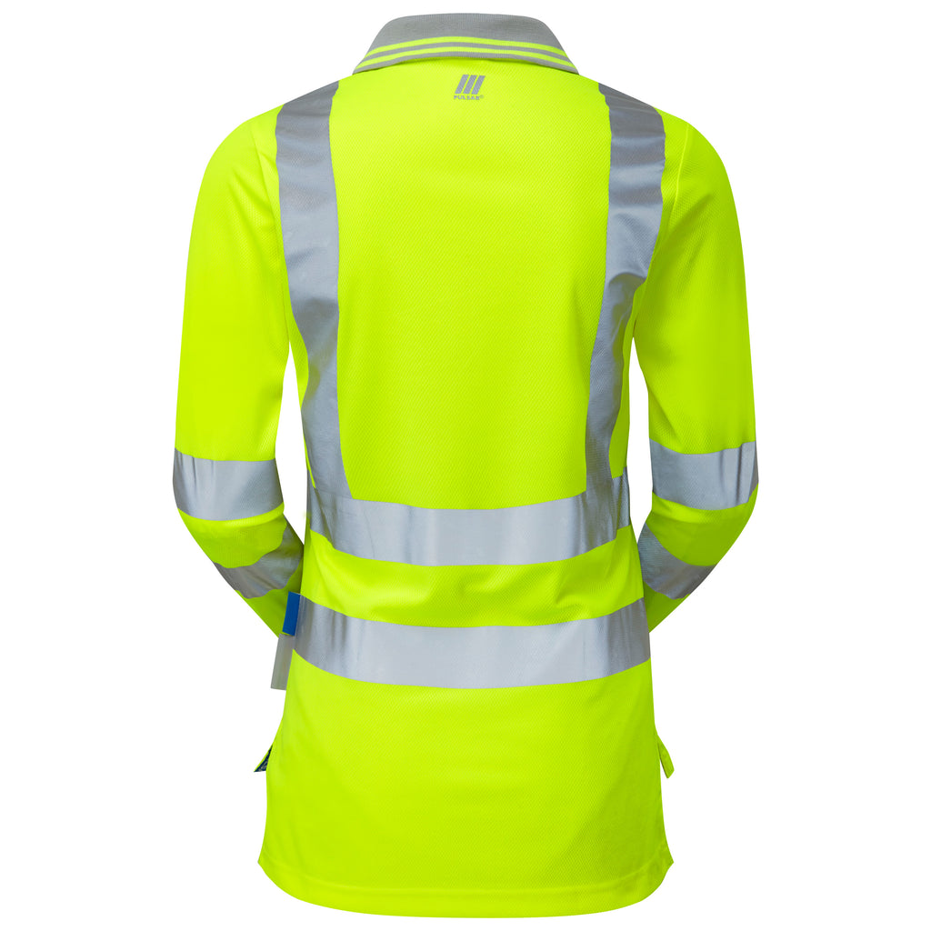 Pulsar Protect Ladies Hi Vis Yellow Long Sleeved Polo Shirt P702