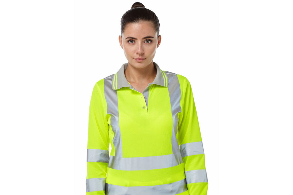 Pulsar Protect Ladies Hi Vis Yellow Long Sleeved Polo Shirt P702