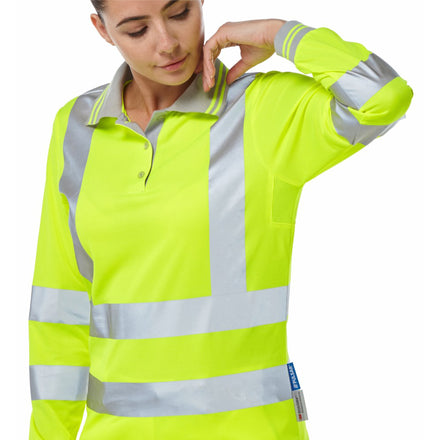 Pulsar Protect Ladies Hi Vis Yellow Long Sleeved Polo Shirt P702