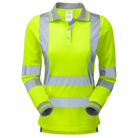 Pulsar Protect Ladies Hi Vis Yellow Long Sleeved Polo Shirt P702