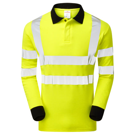 Pulsar Electric ARC Hi Vis Yellow Long Sleeved Polo Shirt PARC21