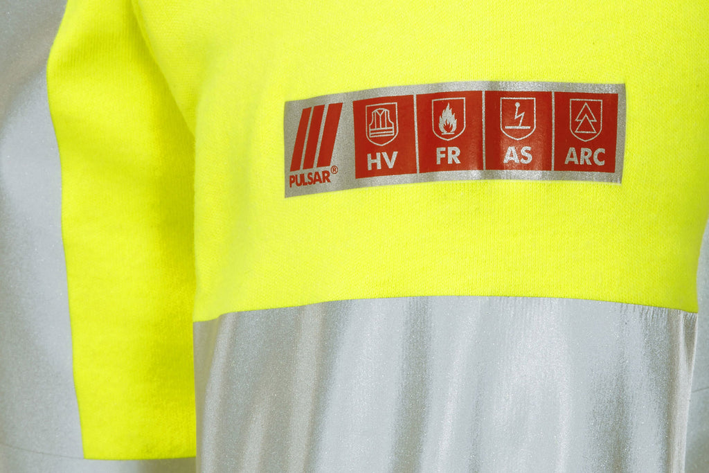 Pulsar Electric Arc Flash & Fire Retardant Hi Vis Yellow Long Sleeved Polo Shirt PARC21