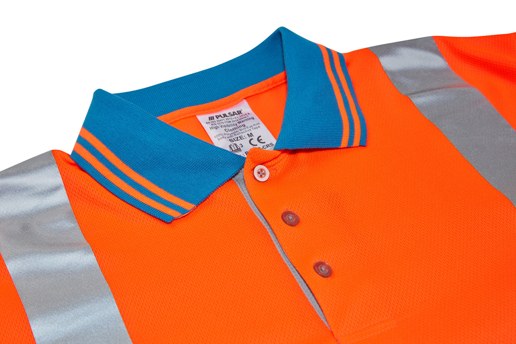 Pulsar Protect Hi Vis Orange Cut Resistant Long Sleeved Polo Shirt PR470-CRS