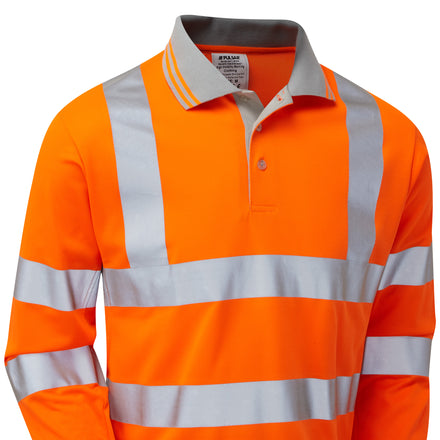 Pulsar Protect Hi Vis Orange Long Sleeved Polo Shirt PR470