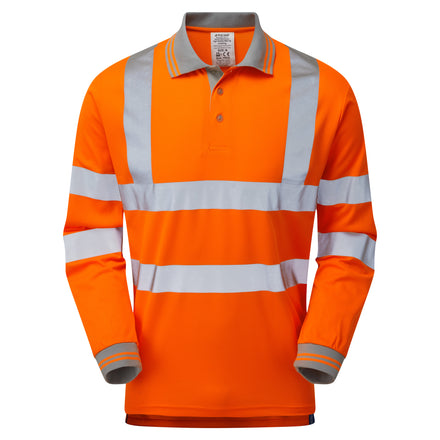 Pulsar Protect Hi Vis Orange Long Sleeved Polo Shirt PR470