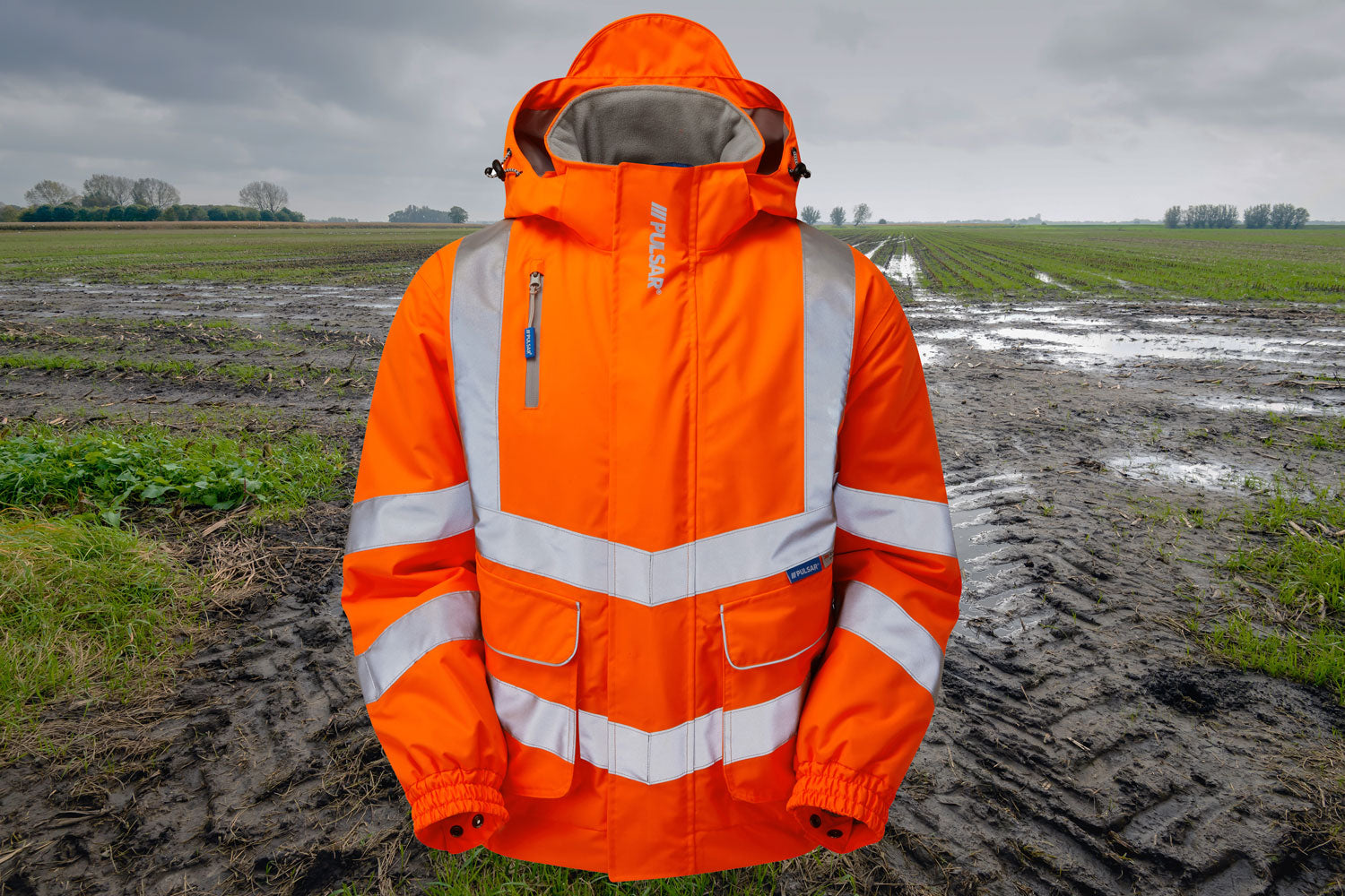 Pulsar Protect Waterproof Padded Bomber Jacket Orange PR496