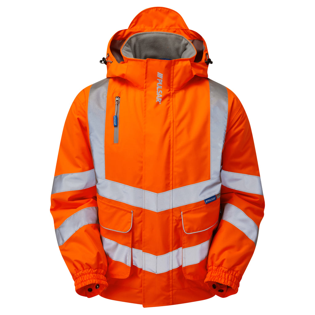 Pulsar Protect Hi Vis Orange Waterproof Padded Bomber Jacket PR496