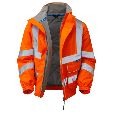 Pulsar Protect Hi Vis Orange Waterproof Padded Bomber Jacket PR496