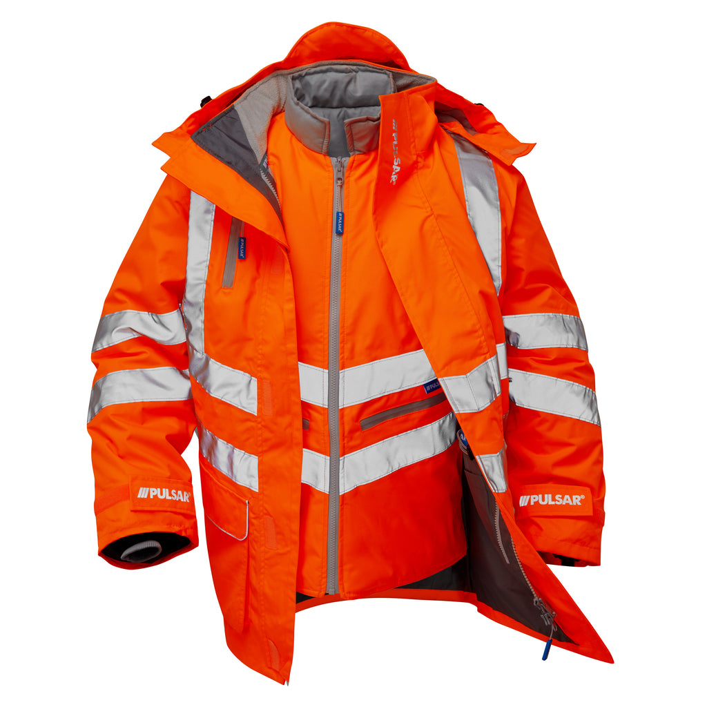 Pulsar Protect Hi Vis Orange 7-in-1 Storm Coat & Body Warmer PR497