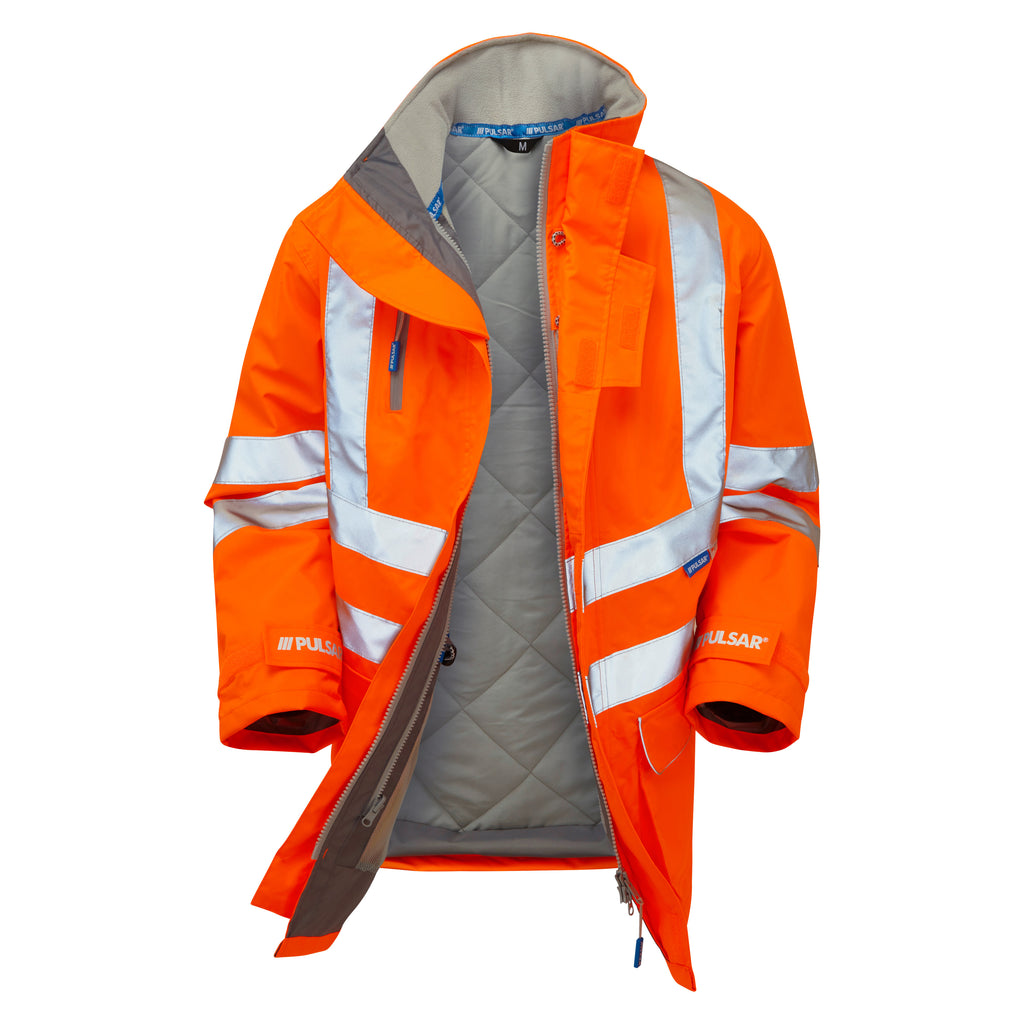 Pulsar Protect Hi Vis Orange Waterproof Padded Storm Coat PR502